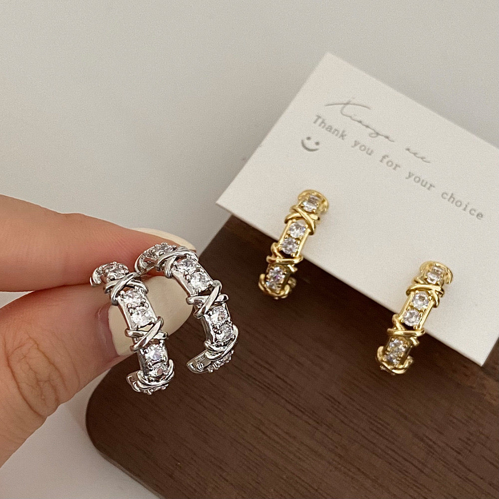 Signature X Hoop Earrings-Gold