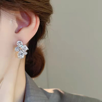 5 Solitaire Stud Earrings- Silver