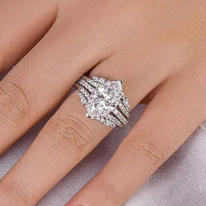 Marquise Cut Double Band-Silver