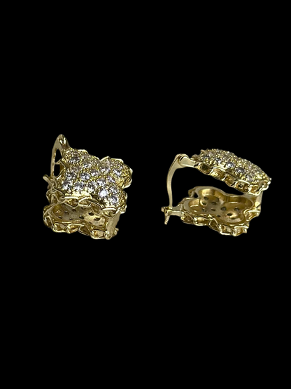Studded Clover Gold Bali Earrings