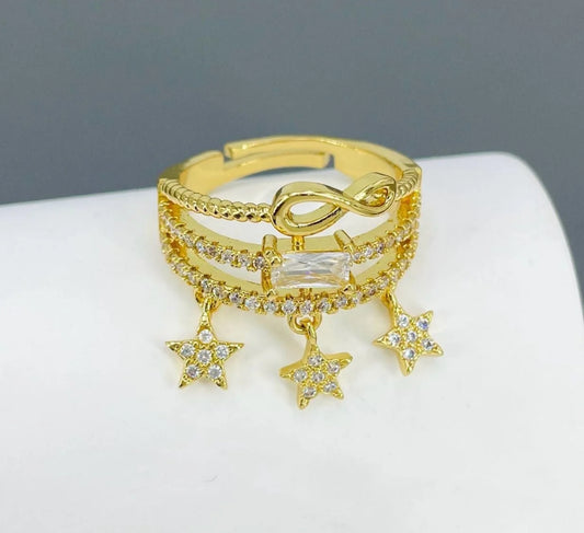 Dangling Stars Infinity Ring-Gold