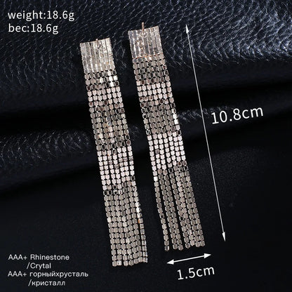 Studded Long Danglers-Silver & Gold