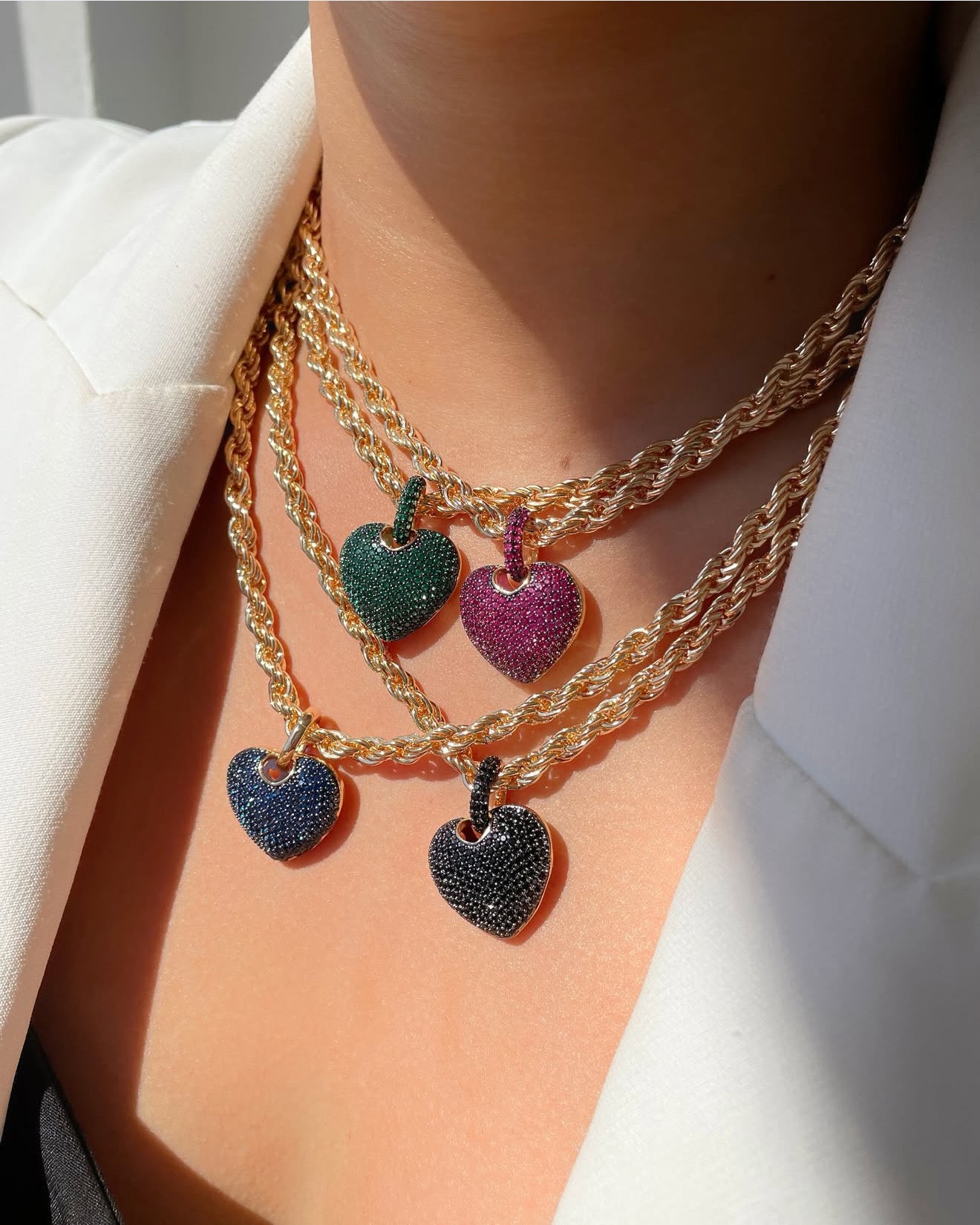 Luxury Heart Necklace with Twisted Chain