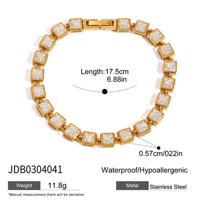 Sculpted Luxe SS Tennis Bracelet - Rectangle & Square Options