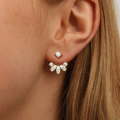 Celestial Ear Jacket F&B Stud Earrings-Gold