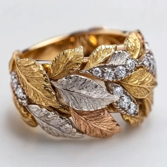Olive Branch Tricolour Statement Ring