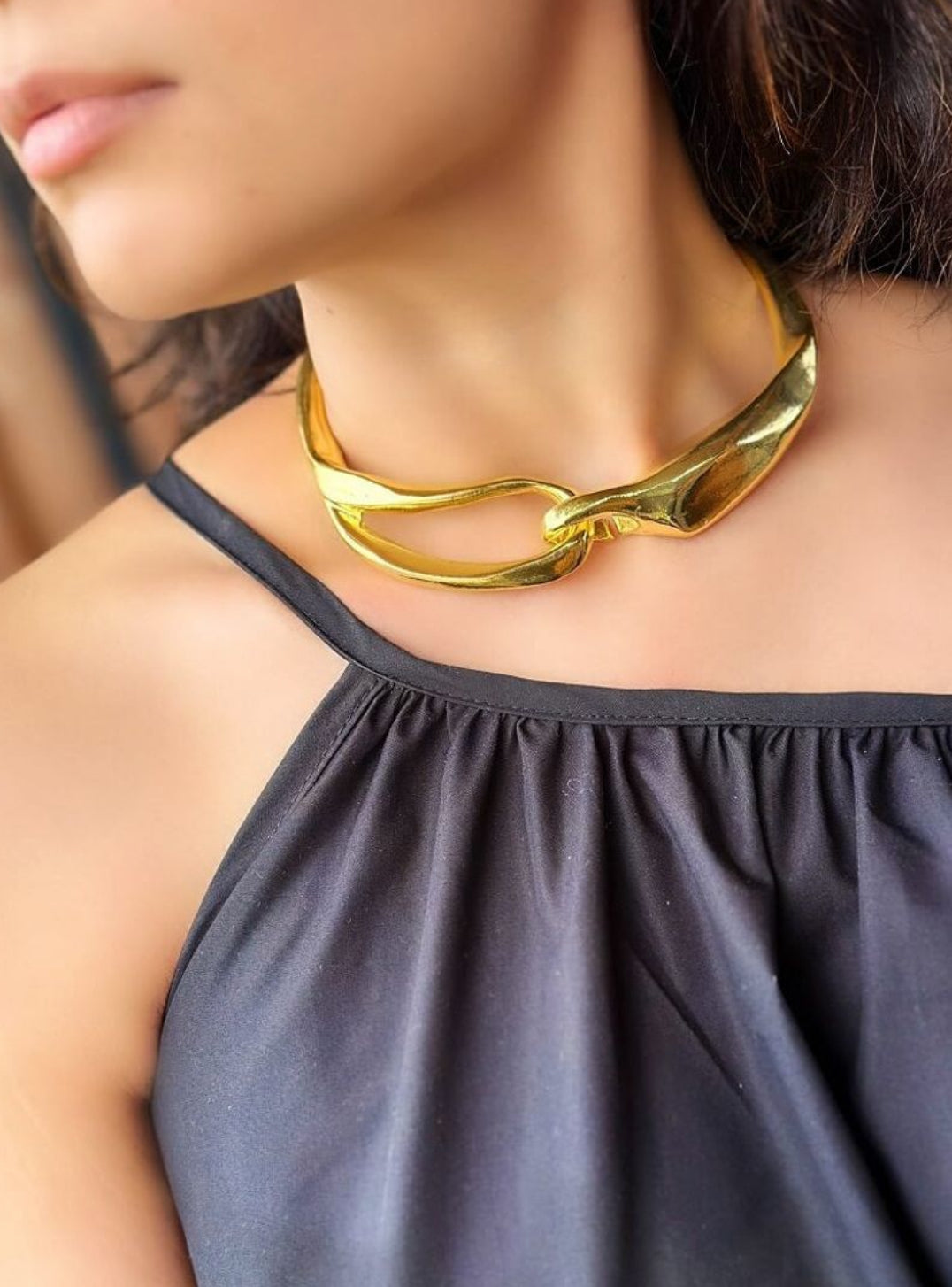 Gold Interlocking Statement Necklace