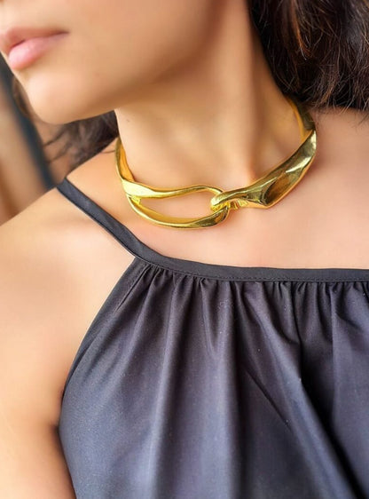 Gold Interlocking Statement Necklace
