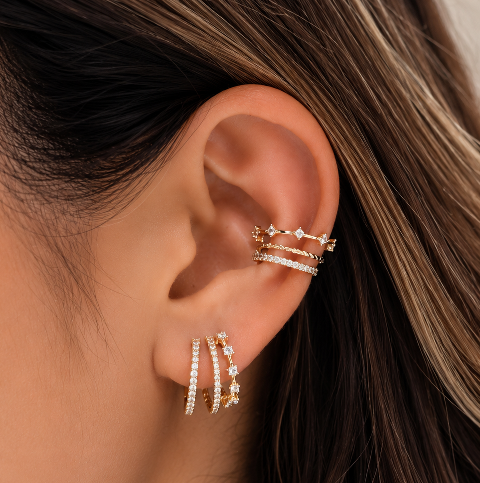 Triple Stack Luxe Earrings & Cuffs Set