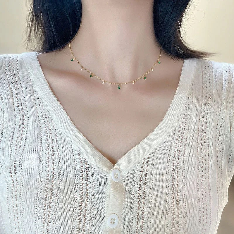 Petite Green Stone Necklace