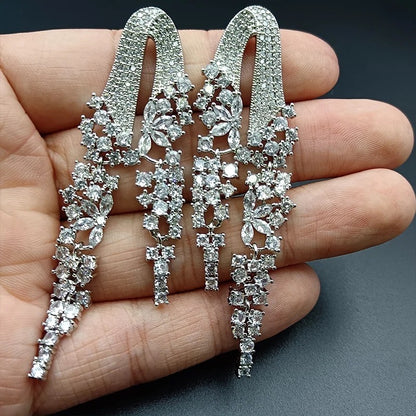 Silver Dribble Statement Earrings