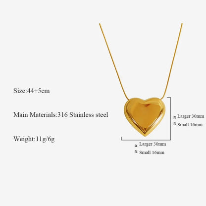 Solid Heart SS Necklace