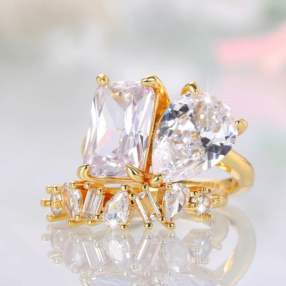 Duo Radiance Solitaire Ring 2 Pc Combo-Gold
