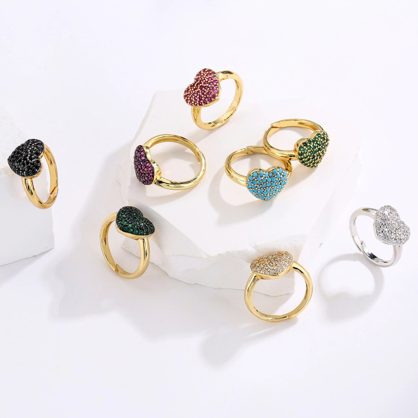 Heart Studded Ring - 5 colors