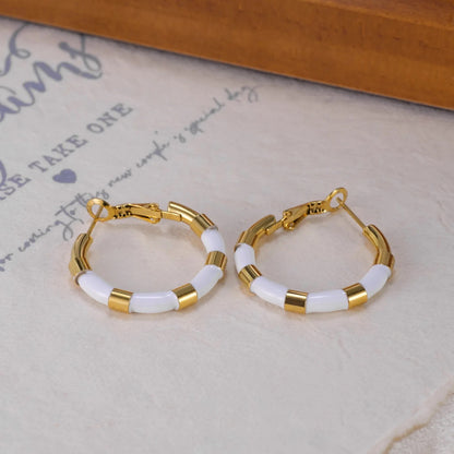 White Enamel Striped Hoops