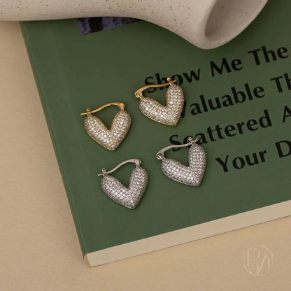 Studded Heart Bali Earrings