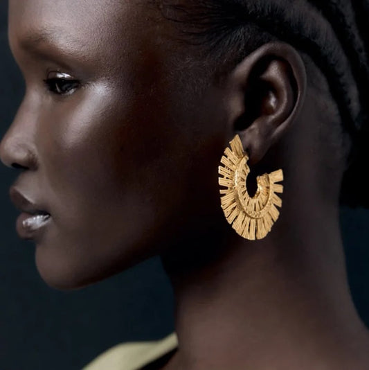 Flat Feather Large Hoops