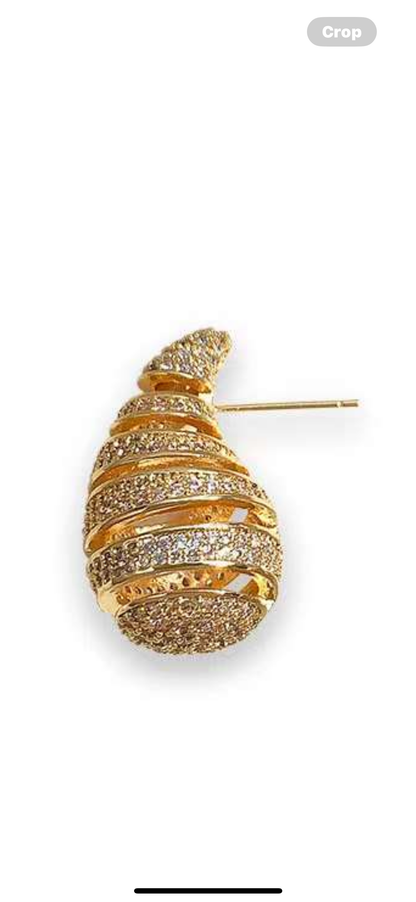Studded Ring Drop Earrings-Gold