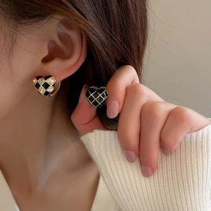 Reversible B&W Heart Stud Earrings