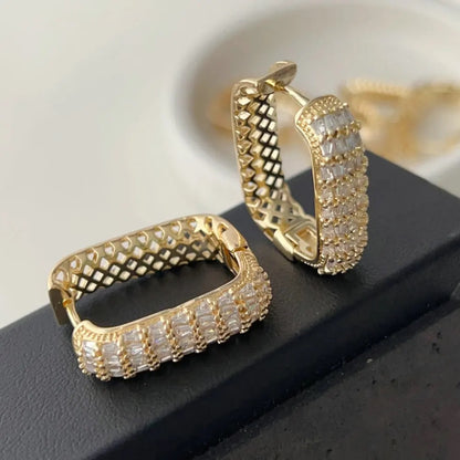 Big Gold Studded Square Hoops