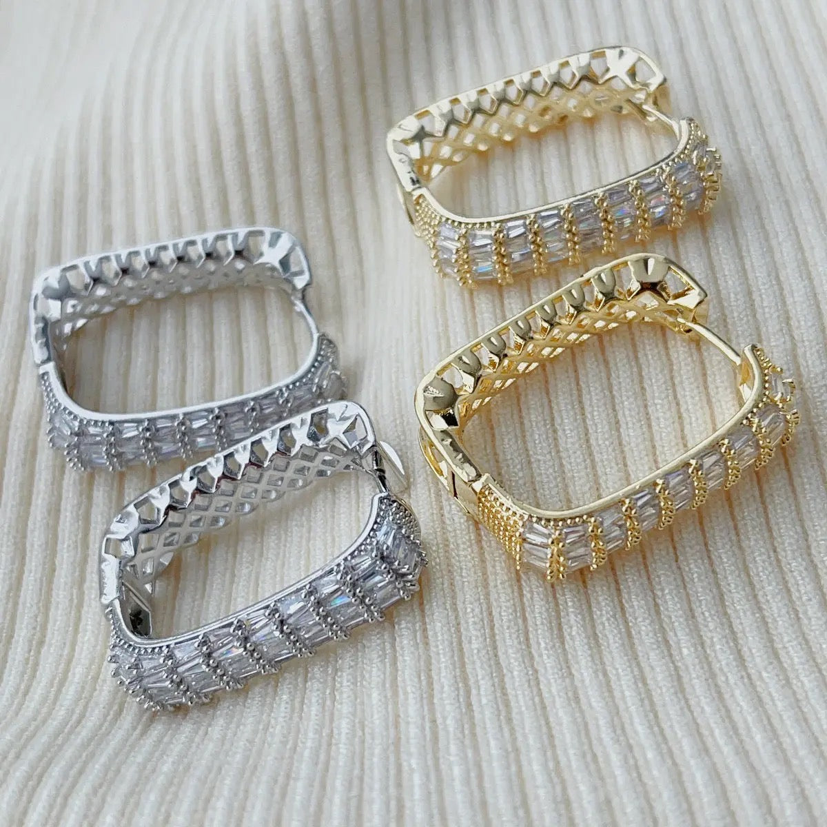 Big Gold Studded Square Hoops
