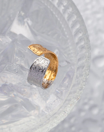 Cross Band Silver Gold Ring