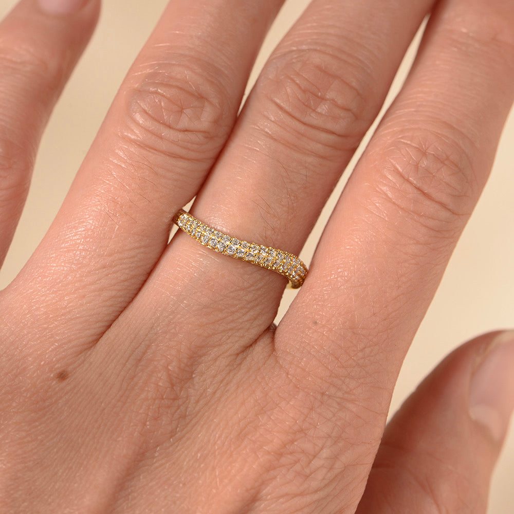 Classic Wave Stacked Diamond Bands-3 Variants