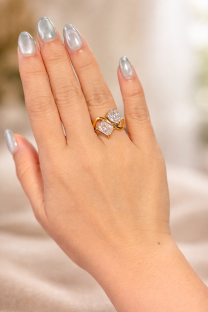 Twin Aura Solitaire Ring