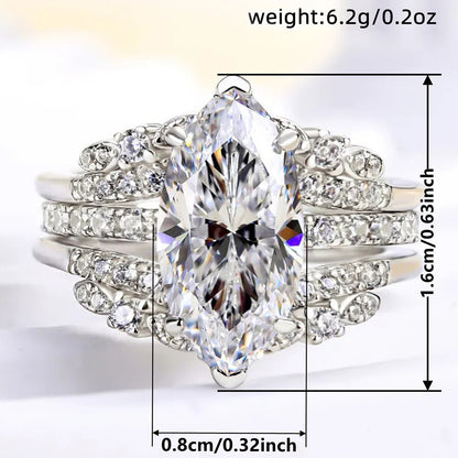 Marquise Cut Double Band-Silver