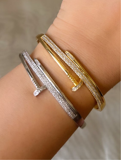 Studded New Nail Bracelet-Gold & Silver