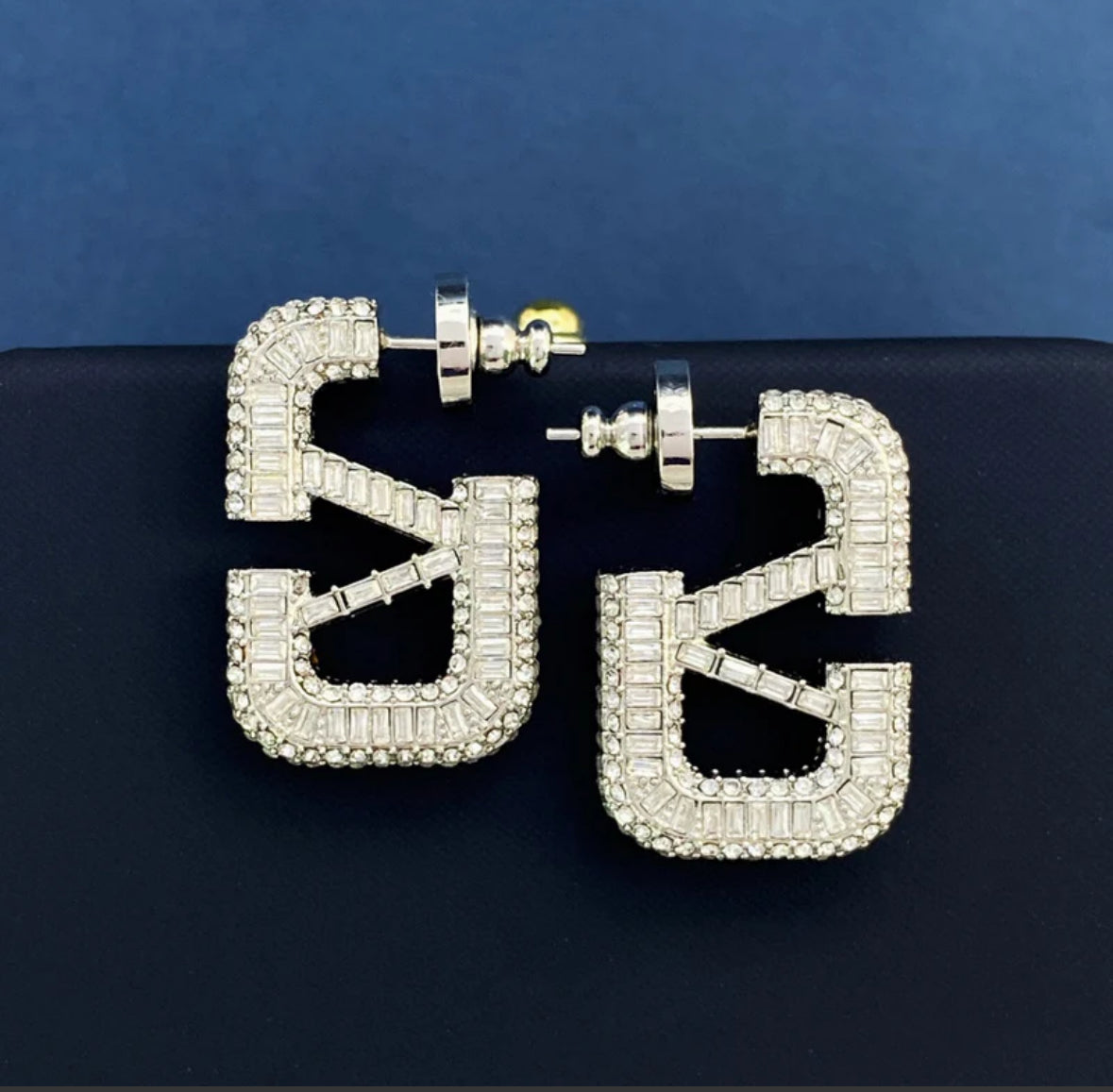 VD Studded Earrings-Gold and Silver