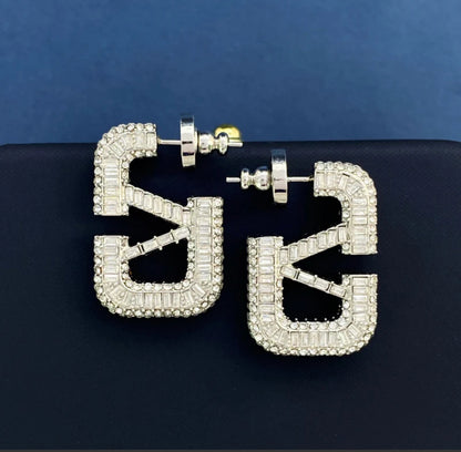 VD Studded Earrings-Gold and Silver