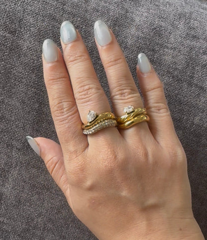 Classic Wave Stacked Diamond Bands-3 Variants