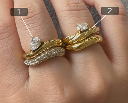 Classic Wave Stacked Diamond Bands-3 Variants