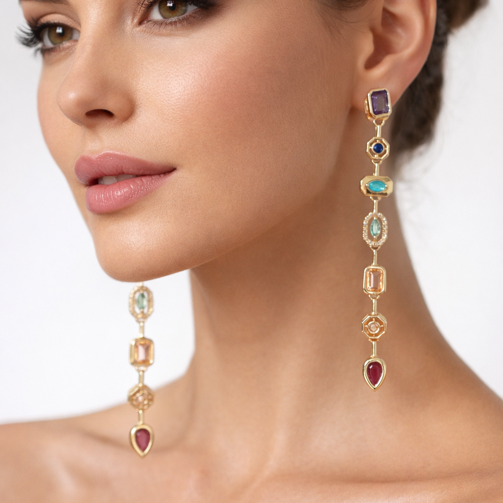Vertical Gemstone Earrings