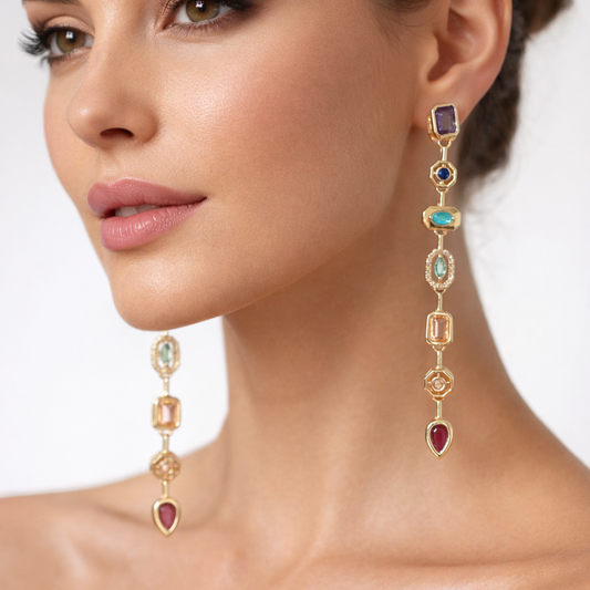 Vertical Gemstone Earrings