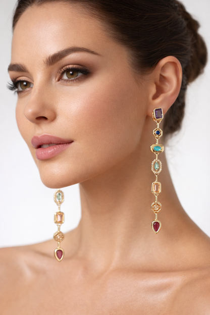 Vertical Gemstone Earrings