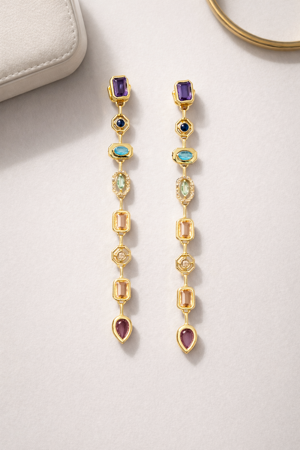 Vertical Gemstone Earrings