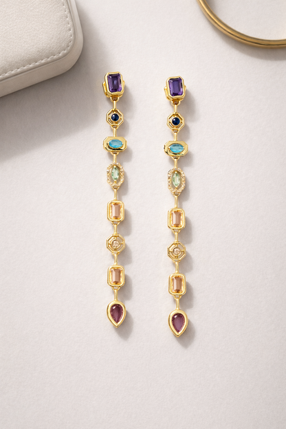 Vertical Gemstone Earrings