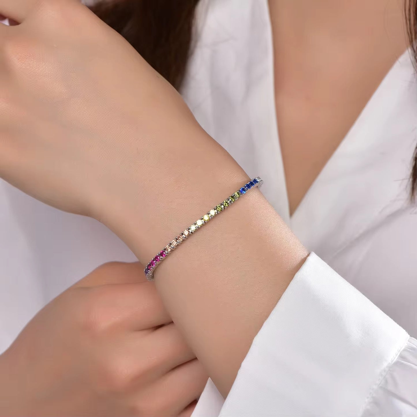 Rainbow Silver Luxe Bracelet