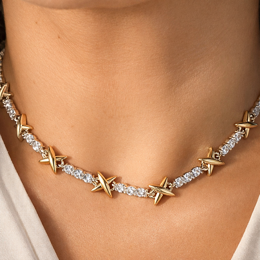 XOXO Tennis Gold SemiLuxe Necklace