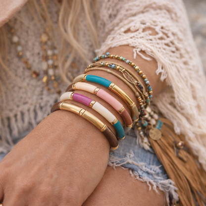 Golden Round Colorful Stretchy Bracelets-4 Colors