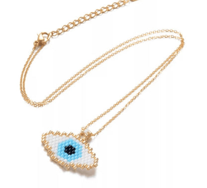 Sequin evil eye necklace