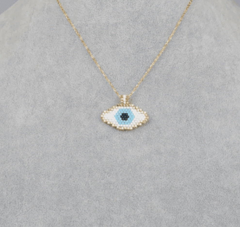 Sequin evil eye necklace