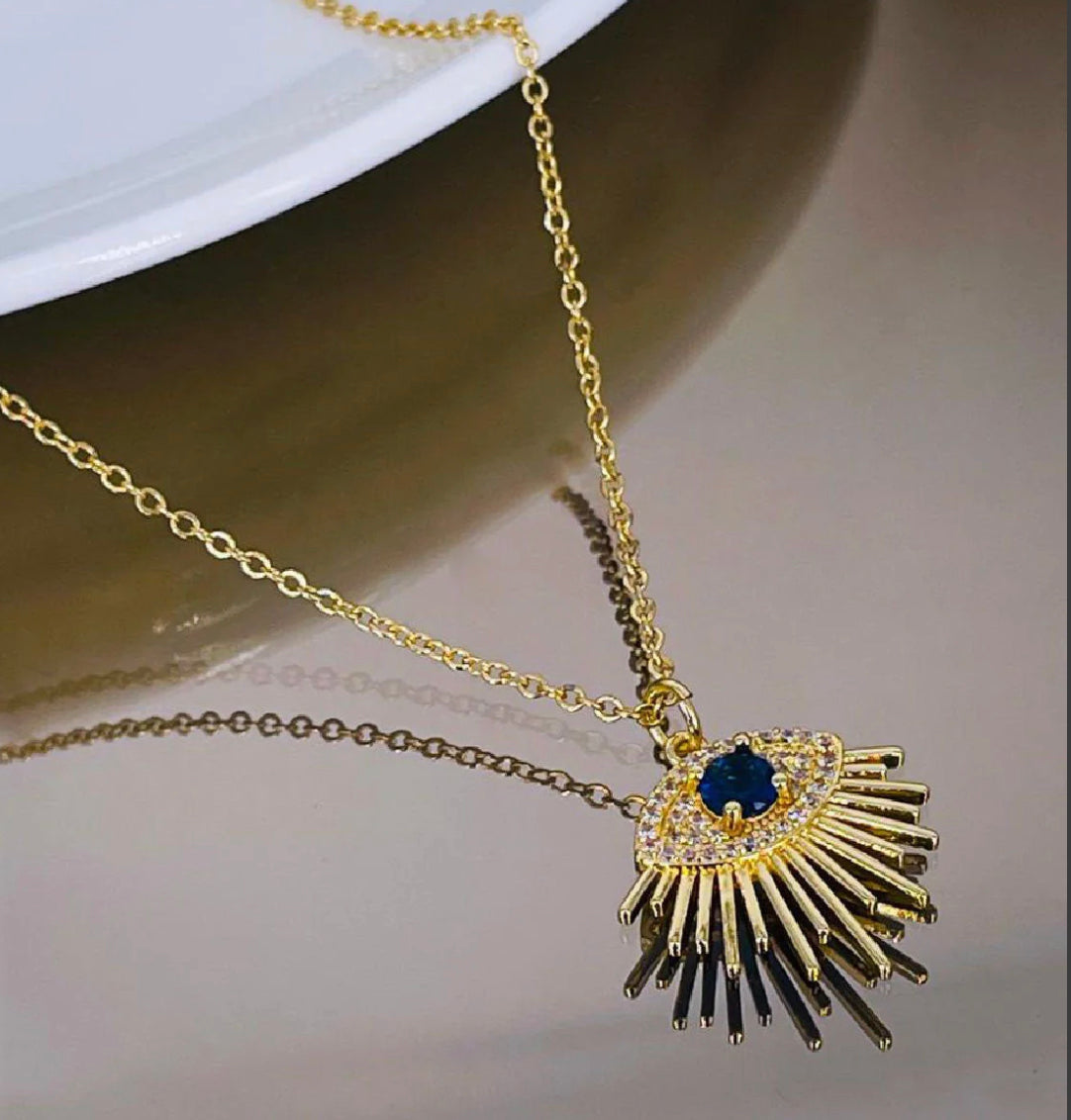 Studded evil eye  necklace