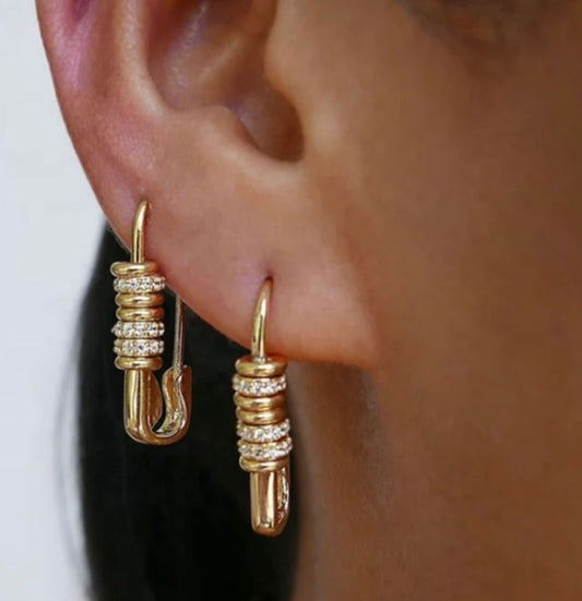 Studded Safety Pin Earring