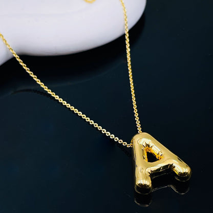 Solid Gold Big Balloon Alphabets Necklace