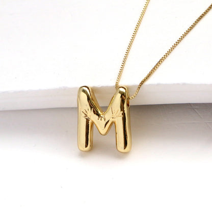 Solid Gold Big Balloon Alphabets Necklace