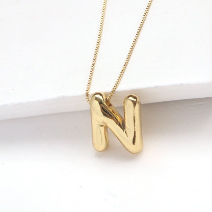 Solid Gold Big Balloon Alphabets Necklace