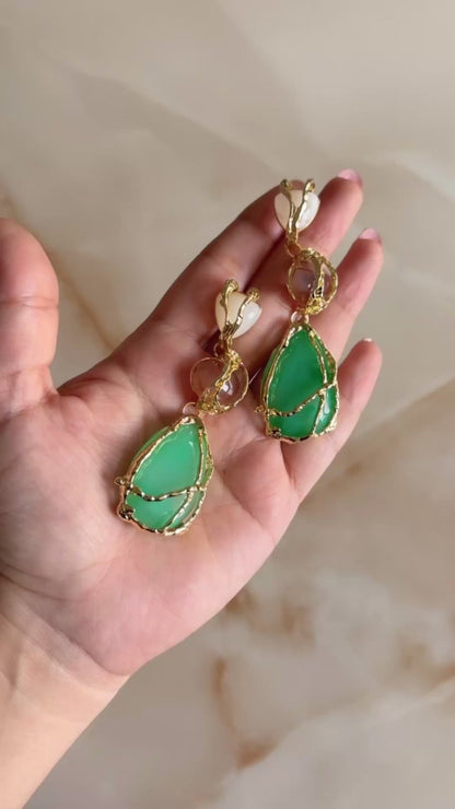 Pastel Stone Dangling Earrings